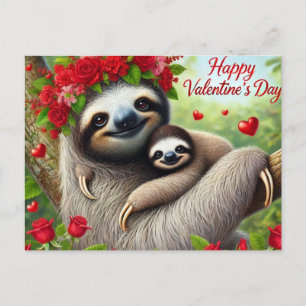 Frohen Valentinstag Süßer Faultier Postkarte