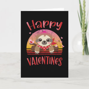Frohen Valentinstag Süßer Faultier Retro Vintage G Karte