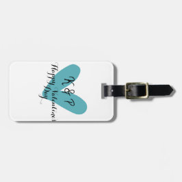 Frohen Valentinstag Türkis-Herz-Name Buchstabe  Gepäckanhänger