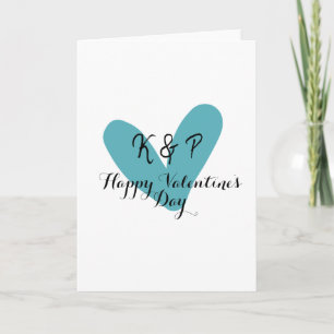 Frohen Valentinstag Türkis Herz Name Buchstabe  Karte