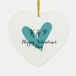 Frohen Valentinstag Türkis Herz Name Buchstabe  Keramik Ornament
