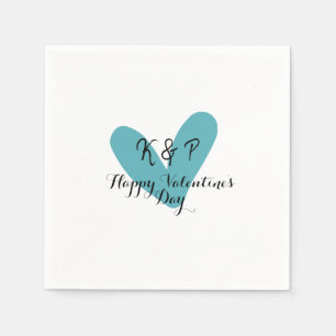 Frohen Valentinstag Türkis-Herz-Name-Buchstabe Serviette