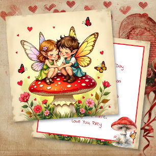 Frohen Valentinstag   Vintage Cottage Core Fee Karte