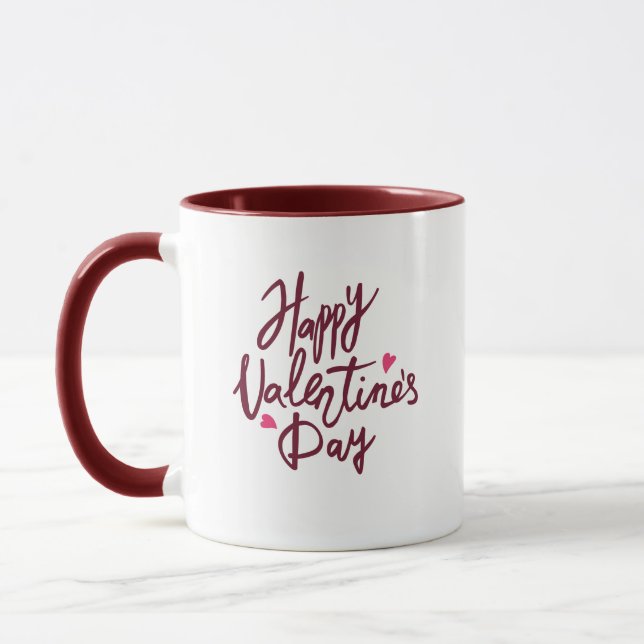 Frohen Valentinstag weiß & rosa Tasse (Links)
