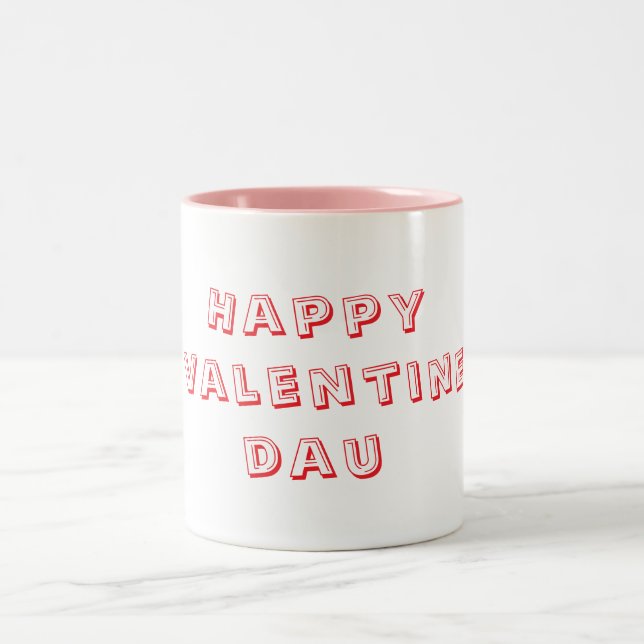 Frohen Valentinstag Weiß & Rosa Tasse (Mittel)