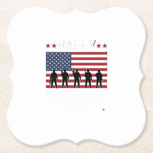Frohen Veteranentag Flagge Silhouette Vektor Desig Untersetzer
