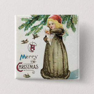 "Frohen Weihnacht-" Mädchen Button