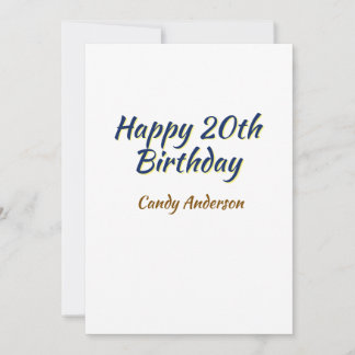 froher 20. Geburtstag blau gelb einfach minimal da Einladung