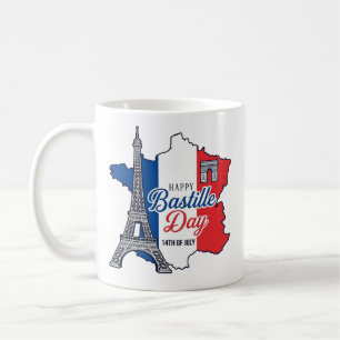 Froher Bastillestag Frankreich Karte Eiffelturm Ve Kaffeetasse
