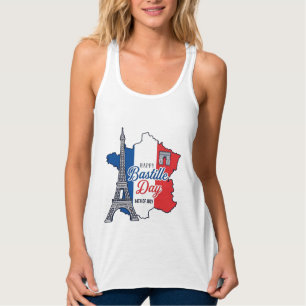 Froher Bastillestag Frankreich Karte Eiffelturm Ve Tank Top