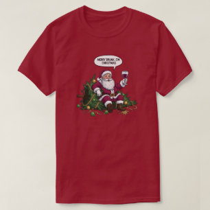 Froher Betrunkener Weihnachtsmann Weihnachten T-Shirt