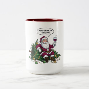 Froher betrunkener Weihnachtsmann Weihnachten Zweifarbige Tasse