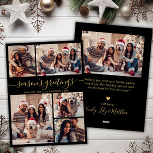 Froher Festtage Chic Black Gold Script 5 Foto Feiertagskarte