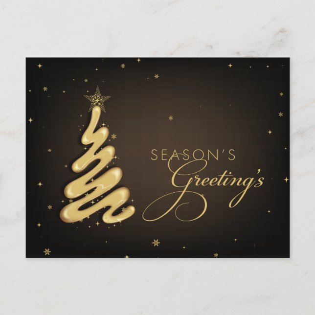 Froher Festtage Goldener Weihnachtsbaum Postkarte (Vorderseite)
