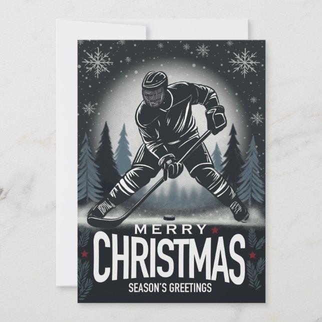 Froher Festtage Hockey Weihnachtskarte Feiertagskarte (Vorderseite)