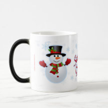 Froher Festtage Snowman Morphing Tasse