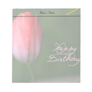 froher Geburtstag rote Tulpenblume Notizblock