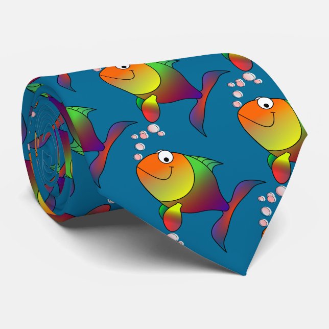 Froher Goldfisch im Seeblauen Wasser Krawatte (Gerollt)
