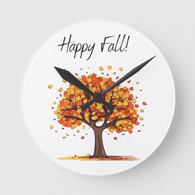 Froher Herbst! Runde Wanduhr (Vorderseite)