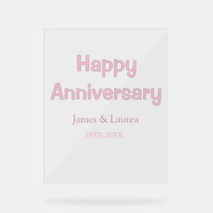 Froher Hochzeitstag Name Datum Jahr rosa grau Acrylschild