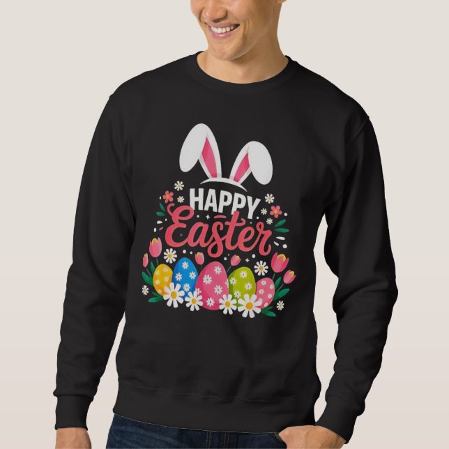 Froher Osthase Frühling Ostern Ei Ostern Sweatshirt (Vorderseite)