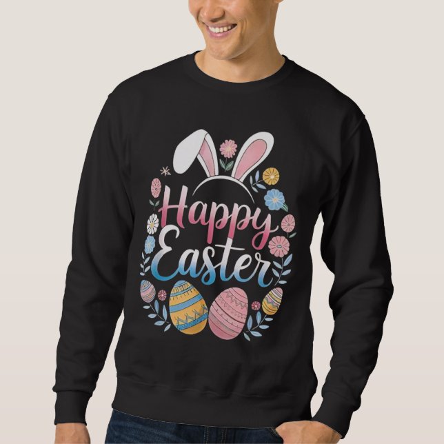 Froher Osthase Frühling Ostern Ei Ostern Sweatshirt (Vorderseite)