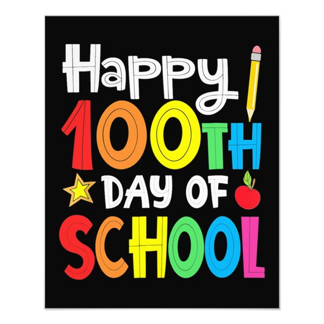Frohes 100. Schullehrer Rainbow Fotodruck (Vorne)