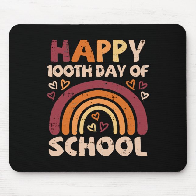 Frohes 100. Schultag schwarzer Regenbogen 100 Tage Mousepad (Vorne)