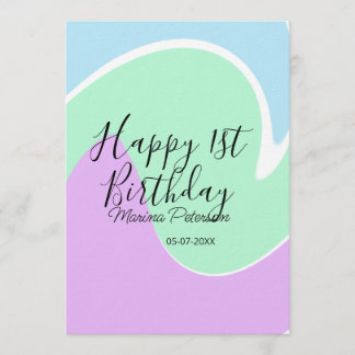Frohes 1. Geburtstag pink grün blau Acryl Guss Einladung