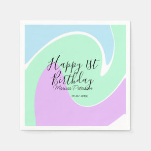 Frohes 1. Geburtstag pink grün blau Acryl Guss Serviette