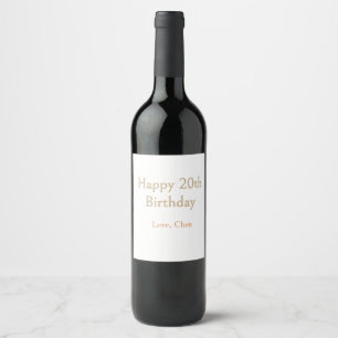 frohes 20. Geburtstag grün orange pastell Name Dat Weinetikett