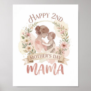 Frohes 2. Muttertag Mama für Männer Frauen Kinder Poster
