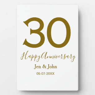 Frohes 30. Jubiläum Name Datum goldene fettschrift Fotoplatte