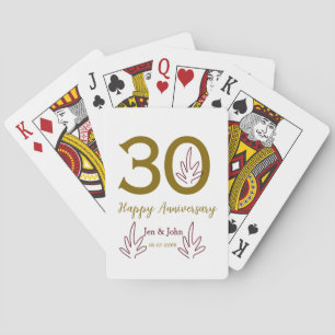 Frohes 30. Jubiläum Name Datum goldenes rotes Blat Spielkarten