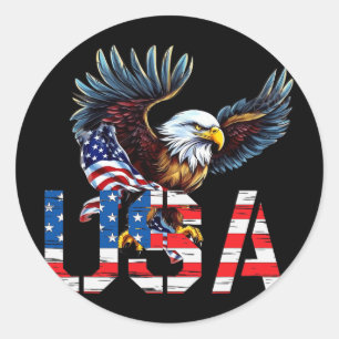 Frohes 4. Juli Amerika-Flagge Patriotischer Adler Runder Aufkleber