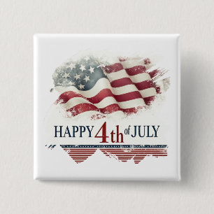 Frohes 4. Juli - Amerikanische Flagge im Vintage-D Button
