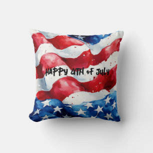 Frohes 4. Juli Amerikanische Flagge Kissen