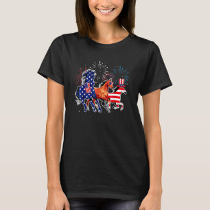 Frohes 4. Juli Amerikanische Flagge Rot Weißes Pfe T-Shirt