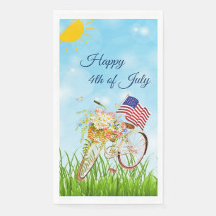 Frohes 4. Juli Fahrrad mit Flagge Serviette