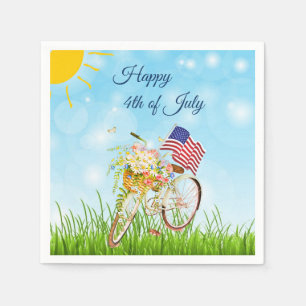 Frohes 4. Juli-Fahrrad mit Flagge Serviette