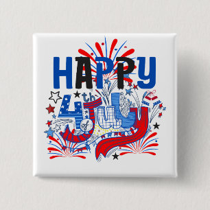 Frohes 4. Juli Feuerwerk USA-63261 Button