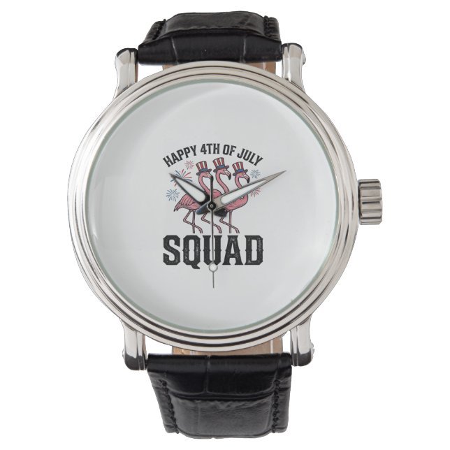 Frohes 4. Juli Flamingo Squad Vector Design_1 Armbanduhr (Vorderseite)
