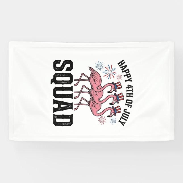 Frohes 4. Juli Flamingo Squad Vector Design_1 Banner (Horizontal)