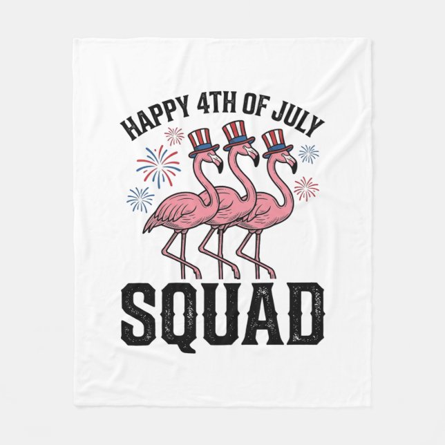 Frohes 4. Juli Flamingo Squad Vector Design_1 Fleecedecke (Vorderseite)