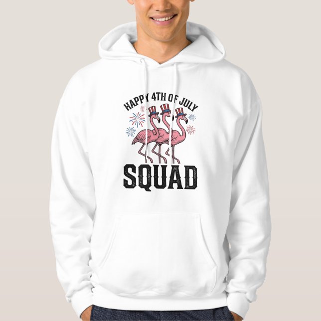 Frohes 4. Juli Flamingo Squad Vector Design_1 Hoodie (Vorderseite)