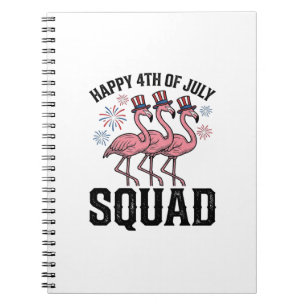Frohes 4. Juli Flamingo Squad Vector Design_1 Notizblock