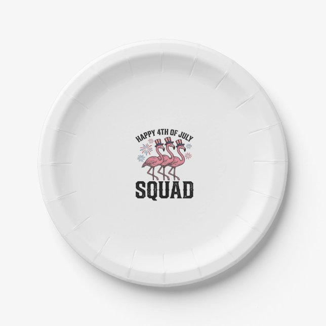 Frohes 4. Juli Flamingo Squad Vector Design_1 Pappteller (Vorderseite)
