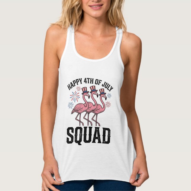 Frohes 4. Juli Flamingo Squad Vector Design_1 Tank Top (Vorderseite)