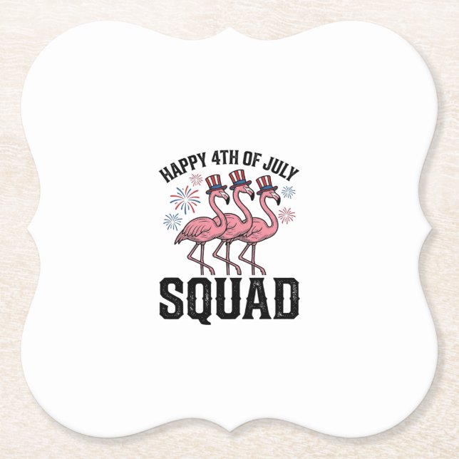 Frohes 4. Juli Flamingo Squad Vector Design_1 Untersetzer (Vorderseite)