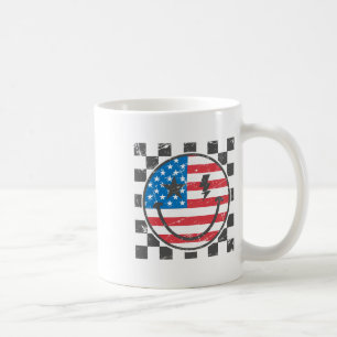 Frohes 4. Juli Groovy Smiley Gesicht Rot Weiß Blau Kaffeetasse